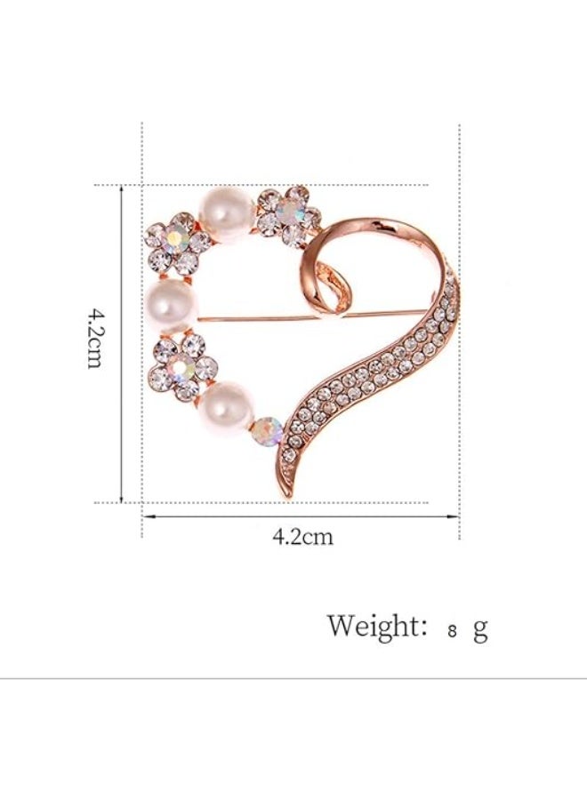 Goolsky Heart Brooch For Women Cluster Pave Clear Crystal Love Heart Pearl Brooch Pin Wedding Party Clothes Accessories - Image 3