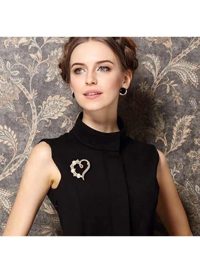 Goolsky Heart Brooch For Women Cluster Pave Clear Crystal Love Heart Pearl Brooch Pin Wedding Party Clothes Accessories - Image 4