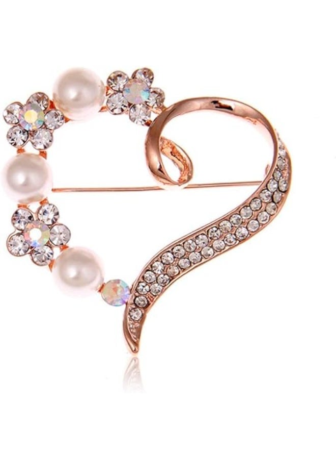 Goolsky Heart Brooch For Women Cluster Pave Clear Crystal Love Heart Pearl Brooch Pin Wedding Party Clothes Accessories - Image 5