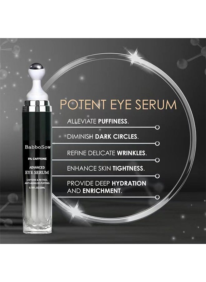 BabboSow Caffeine Eye Cream, Dark Circles Under Eye Treatment For Puffiness And Bags Under Eyes Wrinkles, Eye Bags Treatment for Men and Women, 360° Massage Ball Reduce Wrinkles and Fine Lines 15ml  - Image 2