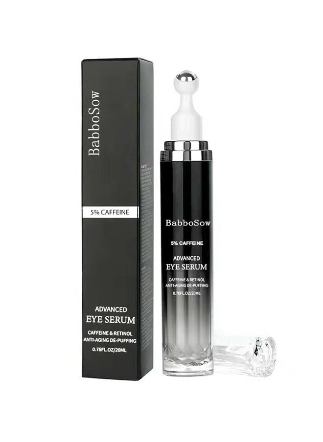 BabboSow Caffeine Eye Cream, Dark Circles Under Eye Treatment For Puffiness And Bags Under Eyes Wrinkles, Eye Bags Treatment for Men and Women, 360° Massage Ball Reduce Wrinkles and Fine Lines 15ml  - Image 1