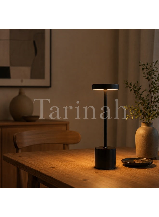مصباح طاولة LED لاسلكي قابل للشحن مع تحكم باللمس وإضاءة قابلة للتعتيم - أسود - Image 3