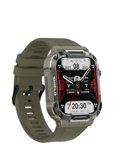 Generic MK66 Military Smartwatch with Bluetooth Call, Waterproof Smart Sport Watches Rugged Outdoor Men's Watch for iPhone Android Smartwatch with Heart Rate Monitor (Green)  - Image 1