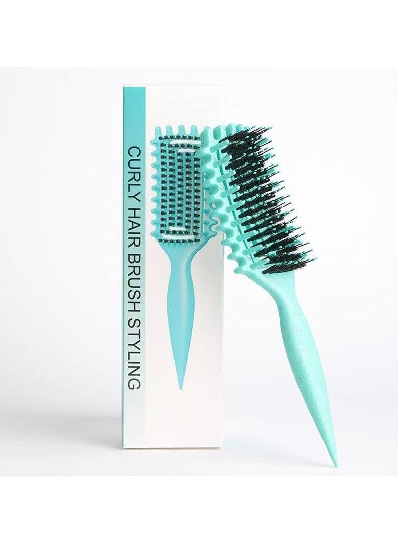 ATRJSZ Curly Hair Brush Defining, Vented Curl Defining Brush for Effortlessly Detangling Shaping and Styling Women's Men's Curls on All Wet or Dry Hair Types, Reduces Frizz (Green)  - Image 1