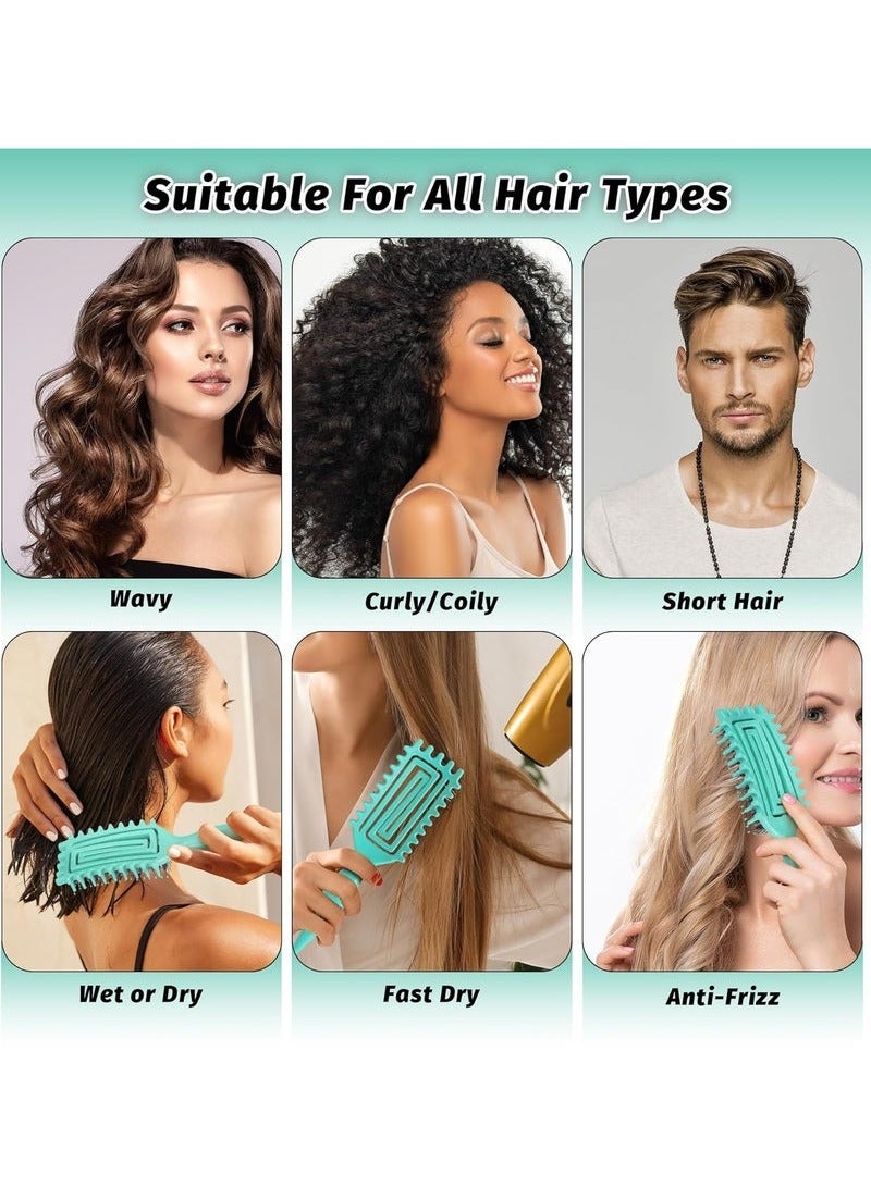 ATRJSZ Curly Hair Brush Defining, Vented Curl Defining Brush for Effortlessly Detangling Shaping and Styling Women's Men's Curls on All Wet or Dry Hair Types, Reduces Frizz (Green)  - Image 3