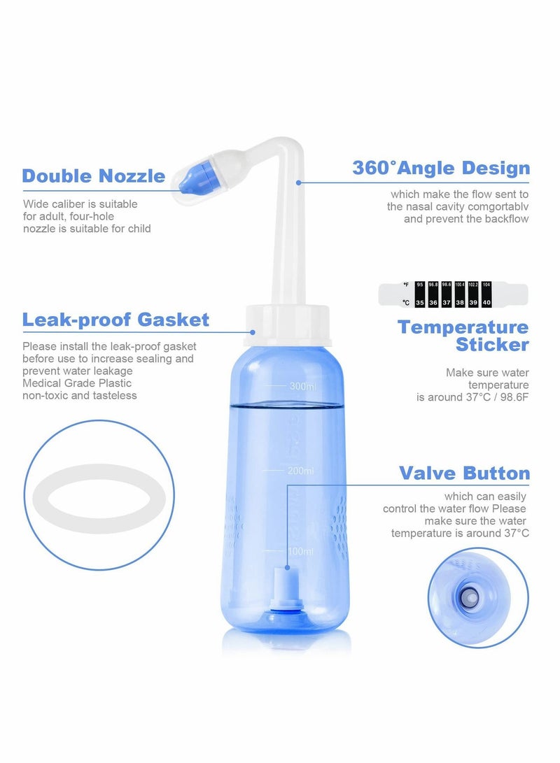 الأزرق جي دبليو Neti Pot, Sinus Rinse Kit, Pot Rinse, Kit with 10 Thermometer Sticker, Nasal Wash for Adult Kid (300ml) - Image 5