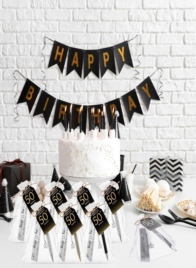 Sinload 24 Set 50th Birthday Favors for Guests Anniversary Party Favor Thanks for Coming Glitter Ballpoint Pen Bookmark Thank You Card Organza Bag for Adult Appreciation Souvenir Birthday Gift(50th) - Image 5