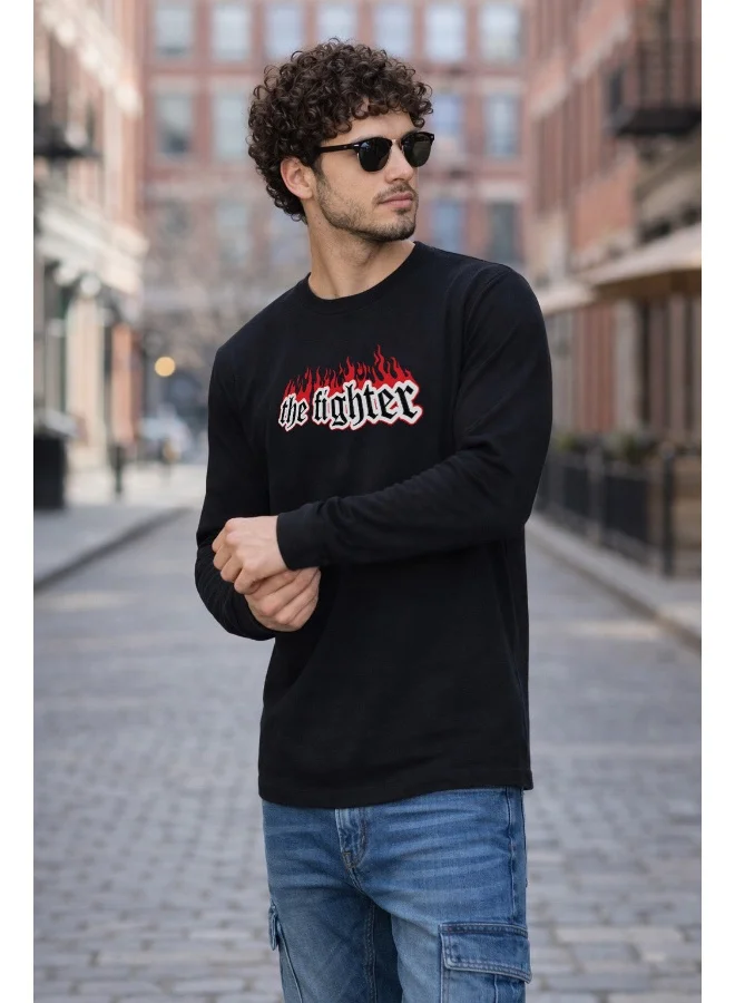 Veirdo Veirdo® Men's Full Sleeve Printed T-Shirt | Trendy Graphic Print Tee VD_R_FS_TF_BK_L Black