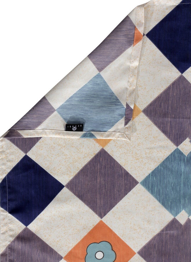 Arrabi White Geometric Cotton 300 TC Super King Fine Bedsheet with 2 Pillow Covers - Image 4