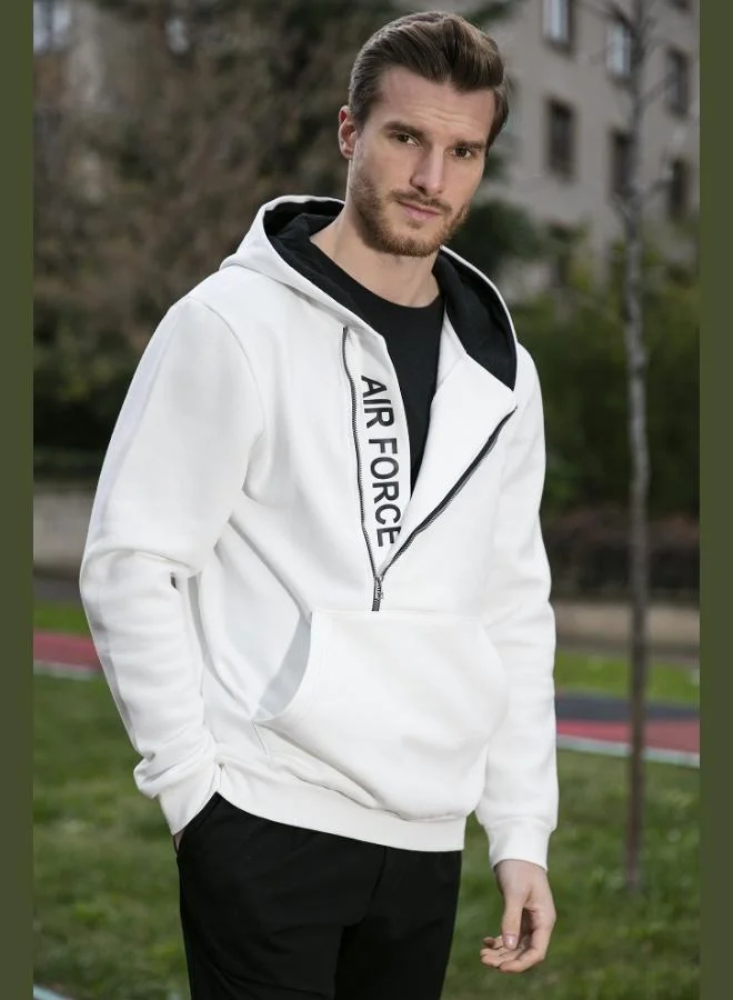 Buratti  Buratti Kangaroo Pocket Zip-Up Hooded Slim Fit Sweatshirt for Men 575707 for Men | Best Price UAE