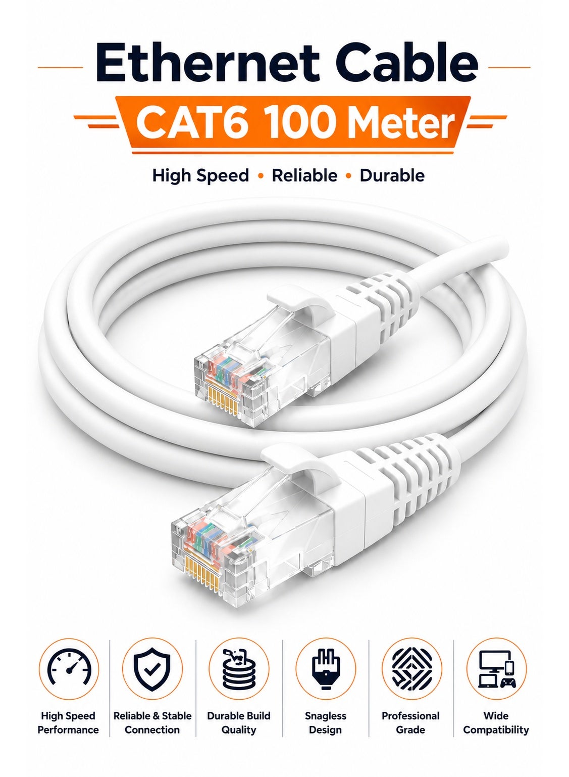 fujishka Fujishka CAT6 Ethernet Lan Cable white
