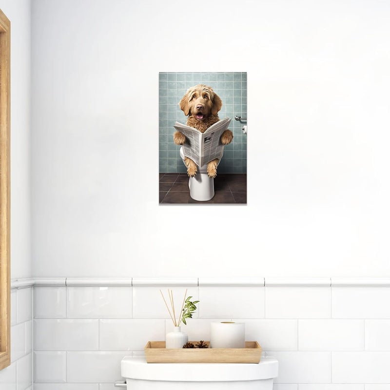 CCWACPP Funny Dog Bathroom Wall Art Canvas - Image 3