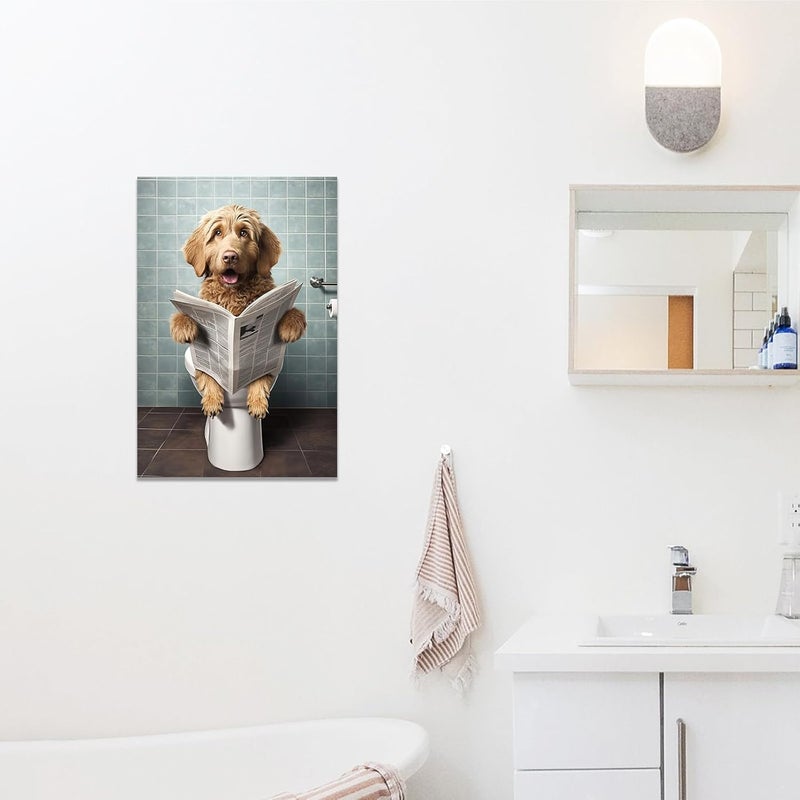 CCWACPP Funny Dog Bathroom Wall Art Canvas - Image 5