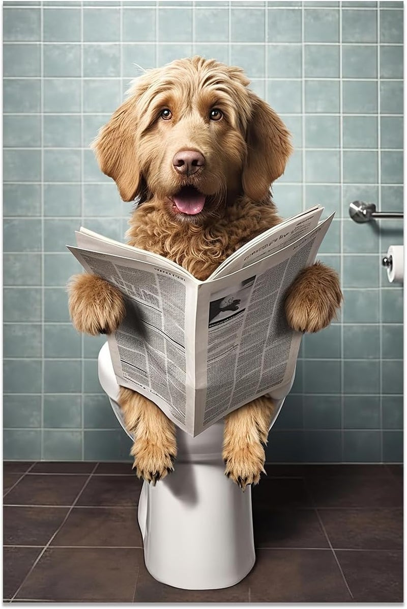 CCWACPP Funny Dog Bathroom Wall Art Canvas - Image 2