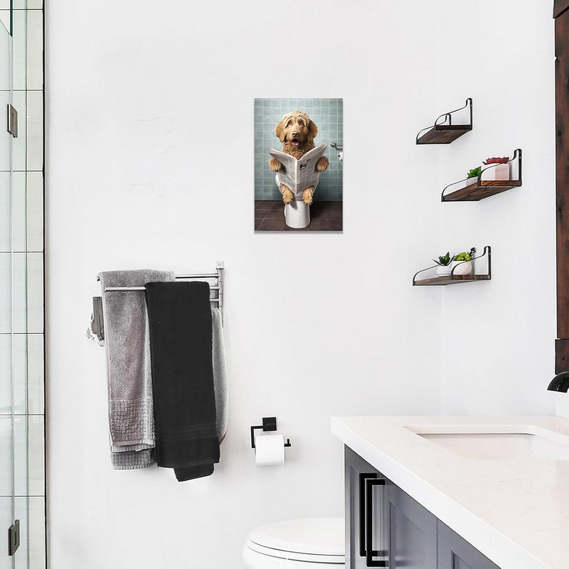CCWACPP Funny Dog Bathroom Wall Art Canvas - Image 4