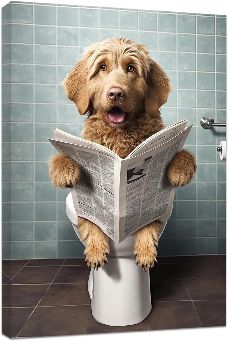 CCWACPP Funny Dog Bathroom Wall Art Canvas - Image 1