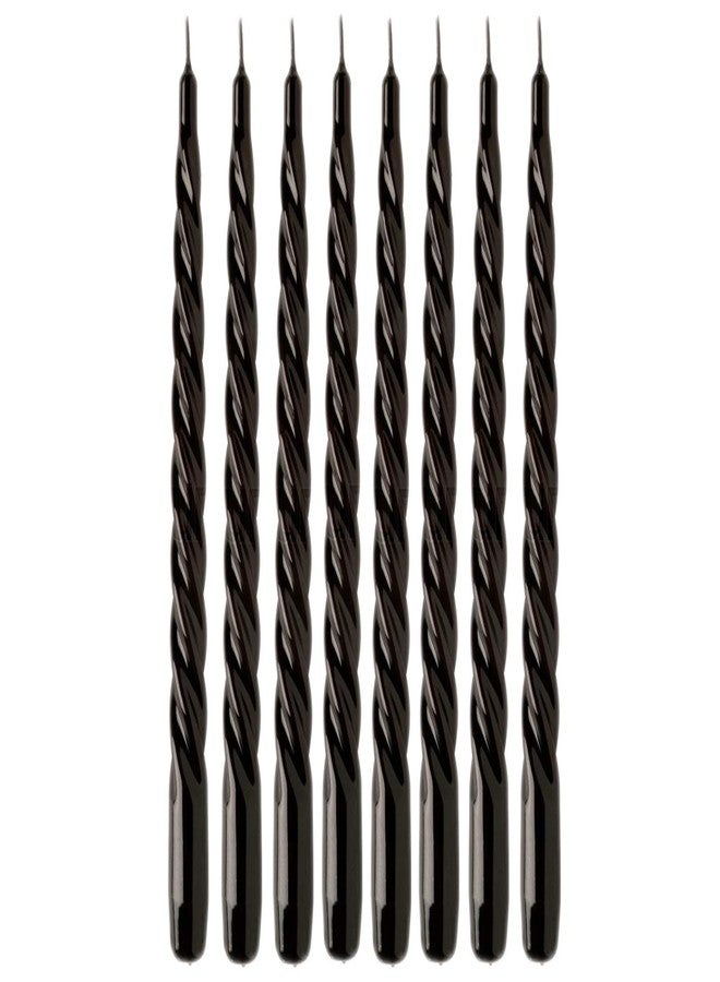 LUCES Paraffin Wax Black Spiral Candles Stick Taper Smokeless Dripless Scented Twisted for Party Home Dinner Table Decor Set of 8 Burn Time 8 Hour - Image 1