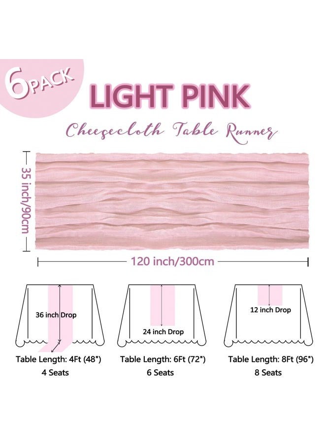 Heneger 6 Pack Pink Cheesecloth Table Runner 10Ft Gauze Cheese Cloth Table Runner 35x120 Inch Boho Rustic Sheer Fabric for Summer Wedding Party Decor Baby Shower Centerpiece Home Table Decorations - Image 2