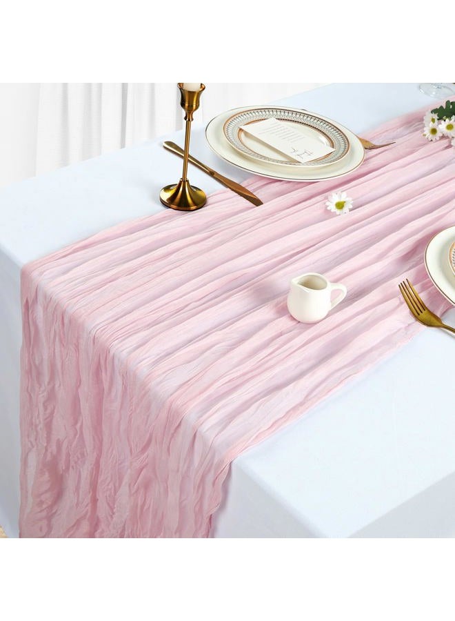 Heneger 6 Pack Pink Cheesecloth Table Runner 10Ft Gauze Cheese Cloth Table Runner 35x120 Inch Boho Rustic Sheer Fabric for Summer Wedding Party Decor Baby Shower Centerpiece Home Table Decorations - Image 4