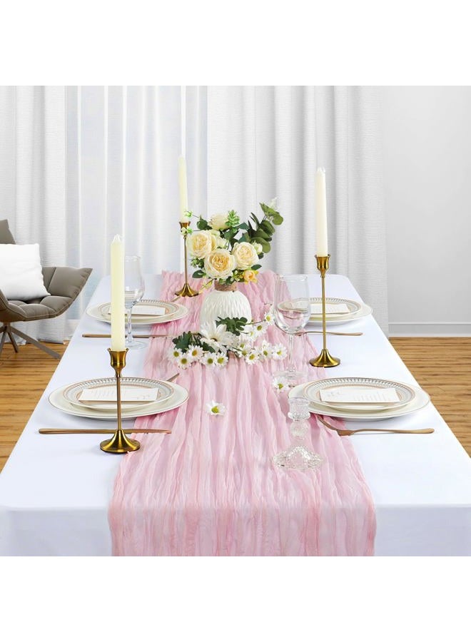 Heneger 6 Pack Pink Cheesecloth Table Runner 10Ft Gauze Cheese Cloth Table Runner 35x120 Inch Boho Rustic Sheer Fabric for Summer Wedding Party Decor Baby Shower Centerpiece Home Table Decorations - Image 3
