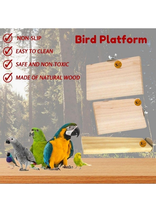 Sage Square Wooden Stand Platform Made Of Natural Wood Combo Of Three (2*5.5, 3*4 & 3*4.5 Inches) Rectangle Shaped Perch Stand, Cage Accessories, Gym, Playful Toy, Suitable For Birds, Parrots, Budgies - Image 5