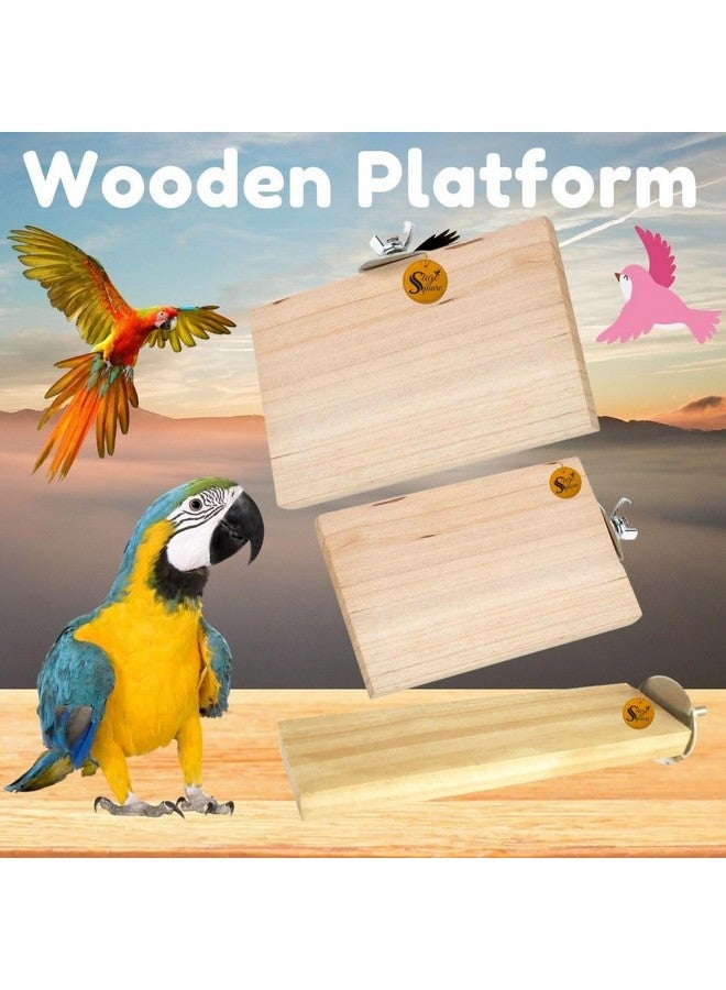 Sage Square Wooden Stand Platform Made Of Natural Wood Combo Of Three (2*5.5, 3*4 & 3*4.5 Inches) Rectangle Shaped Perch Stand, Cage Accessories, Gym, Playful Toy, Suitable For Birds, Parrots, Budgies - Image 3