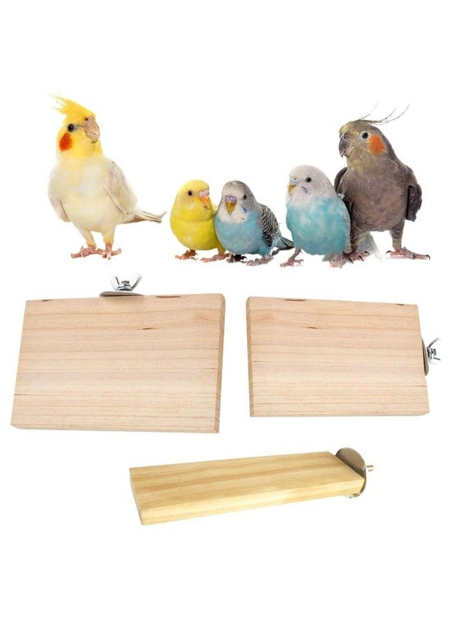 Sage Square Wooden Stand Platform Made Of Natural Wood Combo Of Three (2*5.5, 3*4 & 3*4.5 Inches) Rectangle Shaped Perch Stand, Cage Accessories, Gym, Playful Toy, Suitable For Birds, Parrots, Budgies - Image 1