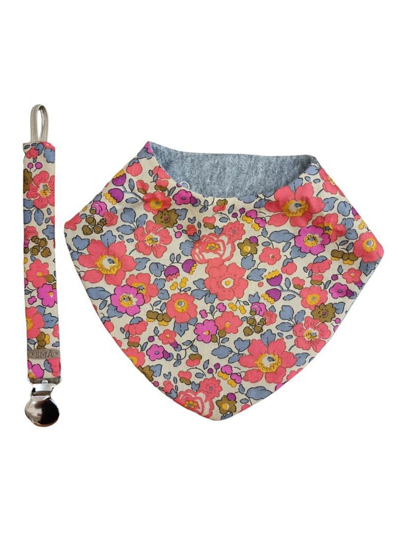 SMA BIBS x LIBERTY Pacifier Clip Liberty gift pack - bib and pacifier clip - Anti-lost clip Anti-drop Chain Universal Pacifiers Teether Holder and cotton bib for babies - Image 1