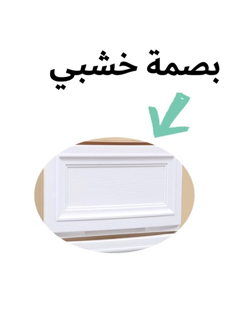 بلاستيكنا وحدة أدراج تخزين بلاستيك تحتوي على بصمة خشبية 5 أدراج، متينة وعملية، تتيح لك تخزين الأغراض المختلفة بكل سهولة، لون بيج/أبيض - Image 3