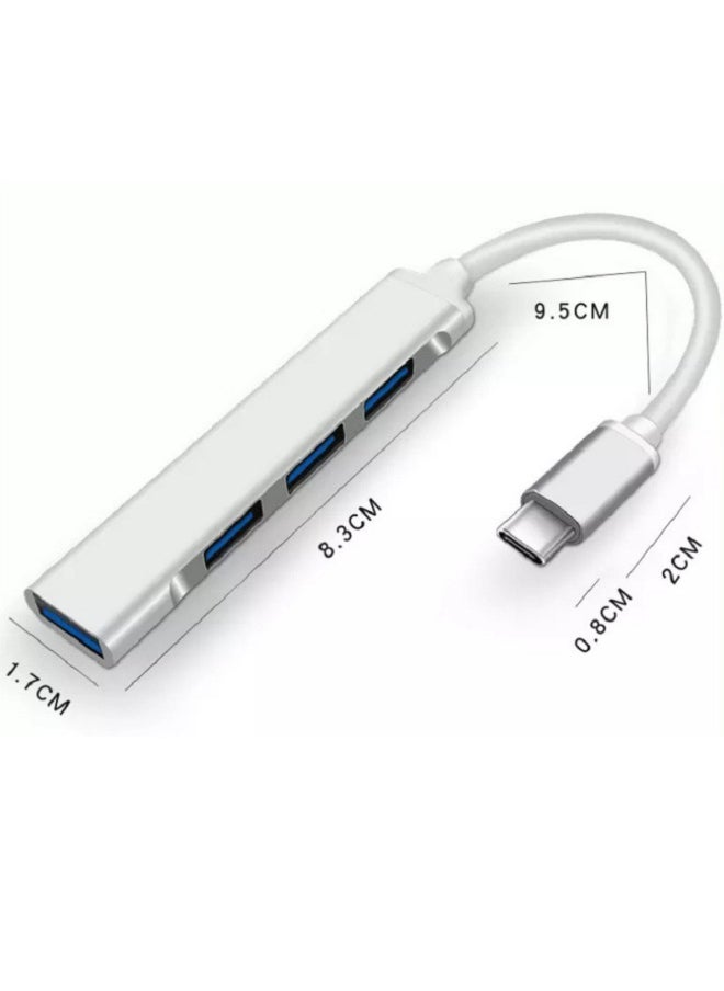 محطة إرساء USB HUB من النوع C، محطة إرساء متعددة الوظائف، مقسم كابل كمبيوتر واحد إلى أربعة، عدد الواجهات: USB سبائك الألومنيوم، 1 منفذ 3.0، 6 منافذ 2.0