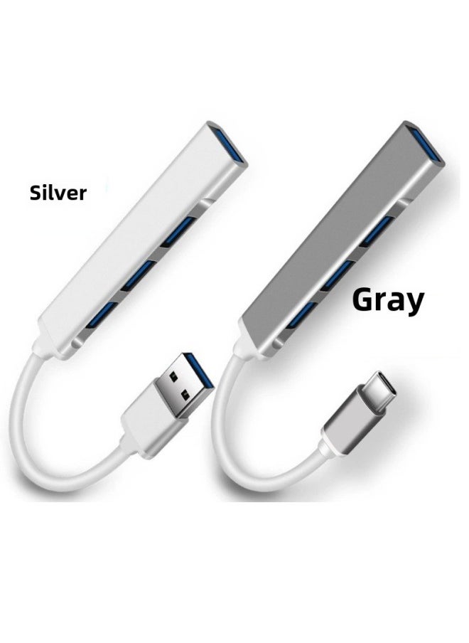 محطة إرساء USB HUB من النوع C، محطة إرساء متعددة الوظائف، مقسم كابل كمبيوتر واحد إلى أربعة، عدد الواجهات: USB سبائك الألومنيوم، 1 منفذ 3.0، 6 منافذ 2.0