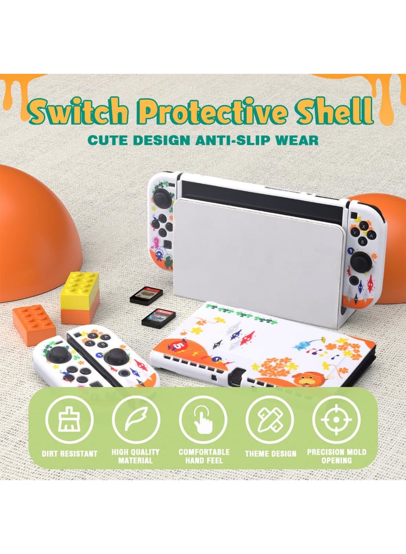 SYOSI Switch Carrying Case Set, Cute Switch Case Bundle for Pikmin Fans with Switch OLED Protective Cover, Screen Protector, Playstand & Thumb Caps, Storage Bag Compatible with Switch OLED & Accessories - Image 3
