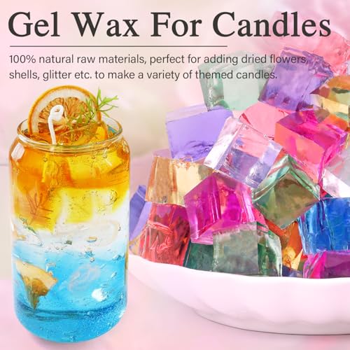Blingfun Gel Wax for Candle Making with 4 pcs Jelly Wax,50pcs Candle Wicks & 50pcs Stickers Candle Wax for Candle Making,Handcraft Scented Candles Supplies - Image 3