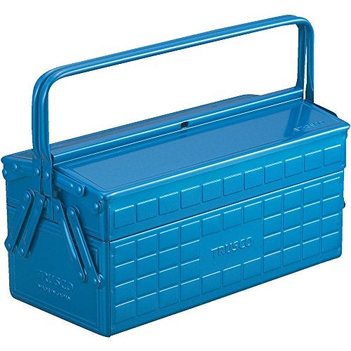 TRUSCO ST-3500-B 2-Tier Tool Box, 13.8 x 6.3 x 10.2 inches (350 x 160 x 260 mm), Blue - Image 1
