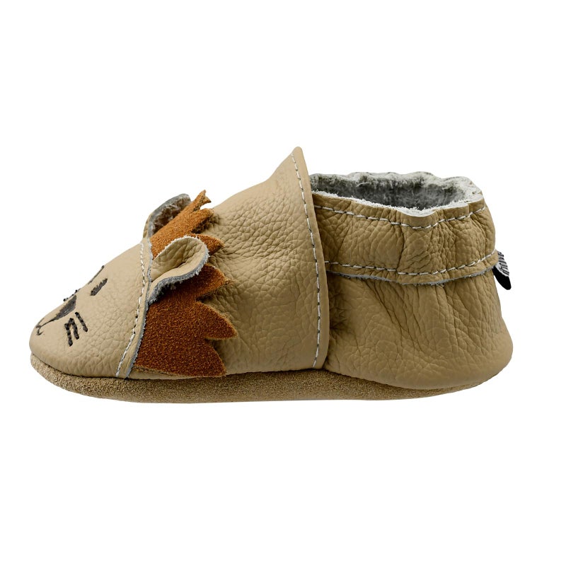 iEvolve Toddler Soft Sole Prewalker Baby First Walking Shoes Crib Shoes Moccasins (Beige Lion, 18-24 Months) - Image 1