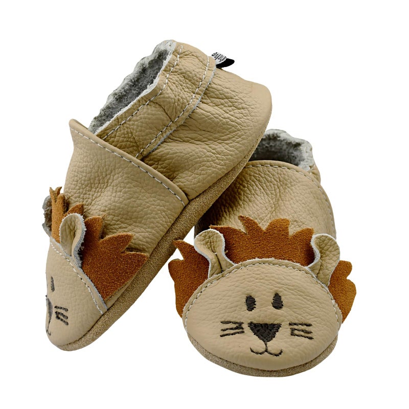 iEvolve Toddler Soft Sole Prewalker Baby First Walking Shoes Crib Shoes Moccasins (Beige Lion, 18-24 Months) - Image 4