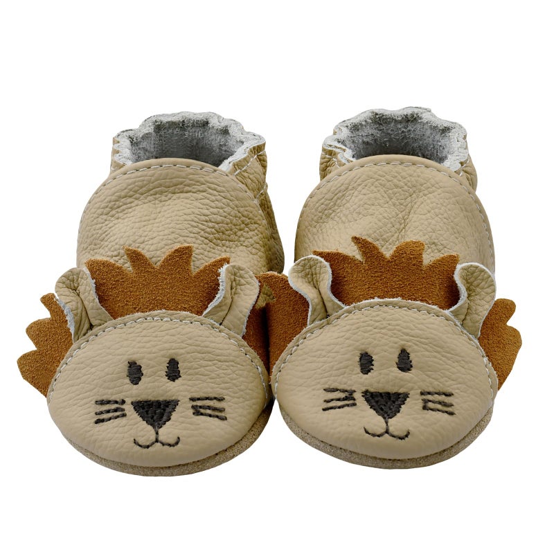 iEvolve Toddler Soft Sole Prewalker Baby First Walking Shoes Crib Shoes Moccasins (Beige Lion, 18-24 Months) - Image 2