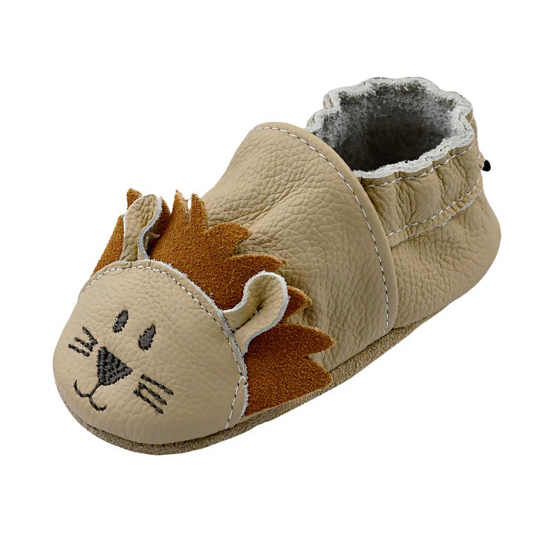 iEvolve Toddler Soft Sole Prewalker Baby First Walking Shoes Crib Shoes Moccasins (Beige Lion, 18-24 Months) - Image 3