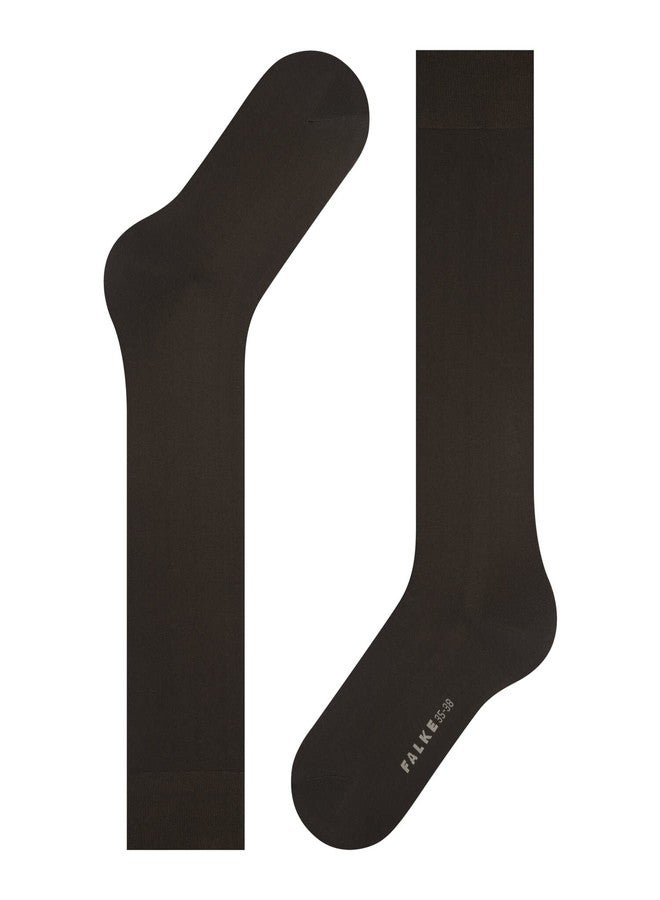 FALKE Women Cotton Touch Long Socks Breathable Sustainable Cotton Thin Elegant Solid Color Bright Colors Flat Stitching In Toe Area For Daily Life Work 1 Pair, Brown Dark Brown 5233, 39-42 - Image 4