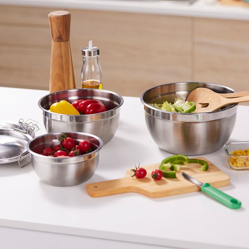 Baitique Stainless-Steel Mixing Bowls with Lids, Set of 3 (Nested) - Image 2