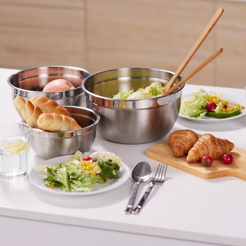 Baitique Stainless-Steel Mixing Bowls with Lids, Set of 3 (Nested) - Image 3