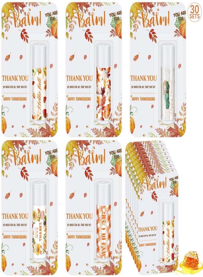 Sacubee 30 Pack Hello Fall Autumn Lip Balm Favors Bulk Fall Happy Thanksgiving Halloween Lip Balm Party Gifts Basket Stuffers Employee Staff Thank You Appreciation Gift for Women Men Teacher Coworkers - Image 1