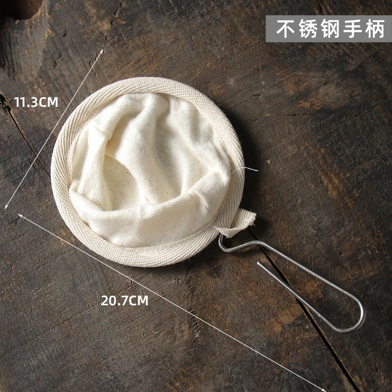 Coffee Filter Bag Stainless Steel Handle Flannel Hand Brew Coffee Filter Bag Filter Mesh Hand Brew Bag Reusable - Image 1