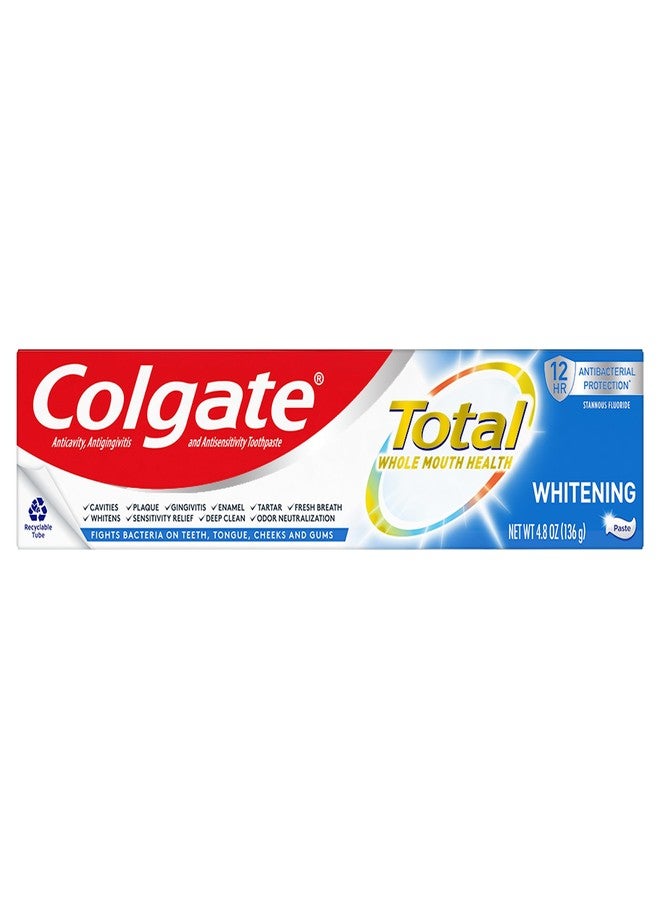Colgate Total Teeth Whitening Toothpaste, 10 Benefits, No Trade-Offs, Sensitivity and Whitening, 4.8 oz Tube - Image 1