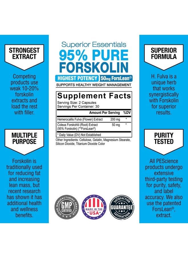 PEScience - Forskolin Capsules 95% Pure Forskolin Extract Patented Forslean 60 Count - Image 1
