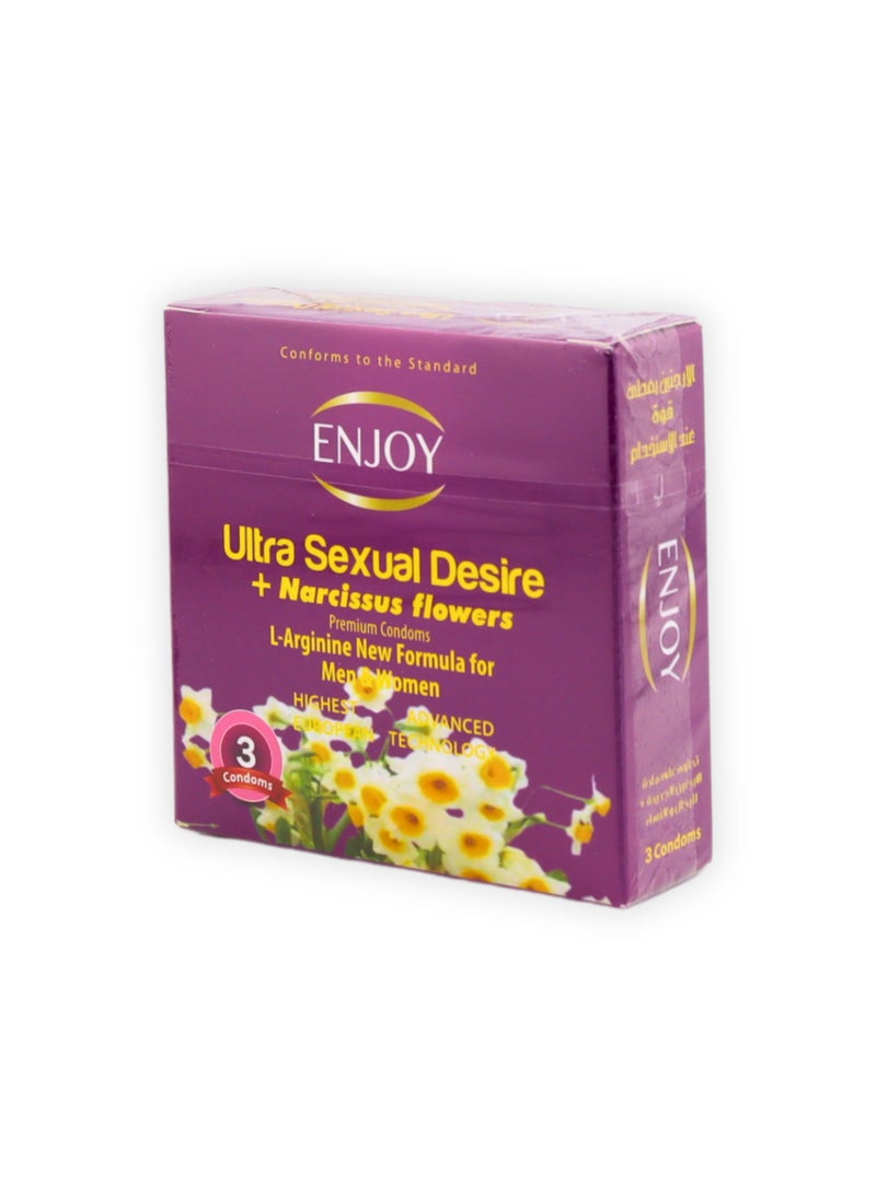 ENJOY U.S.D+ Premium Narcissus Flower Condoms – 3 Pcs, Ultra Thin And Aromatic For Enhanced Pleasure - Image 1