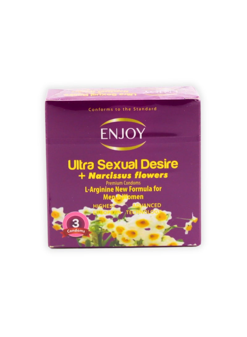 ENJOY U.S.D+ Premium Narcissus Flower Condoms – 3 Pcs, Ultra Thin And Aromatic For Enhanced Pleasure - Image 2