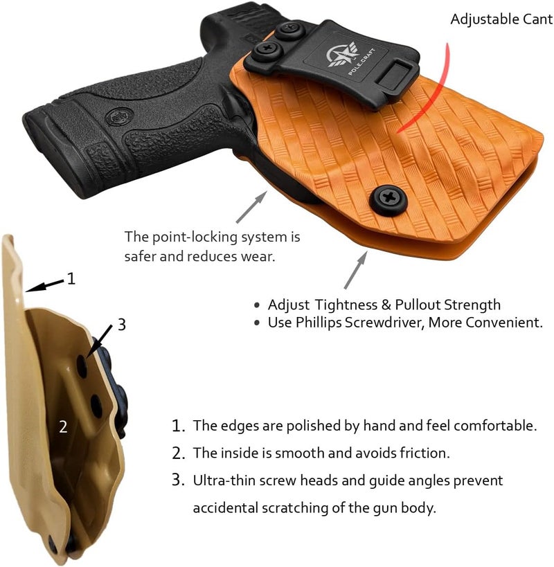POLE.CRAFT M&P Shield 9MM Holster IWB Kydex Holster Fit: Smith & Wesson M&P Shield Plus / M2.0 / M1.0-9mm/.40 S&W 3.1" Barrel Pistol- Inside Waistband - Image 3