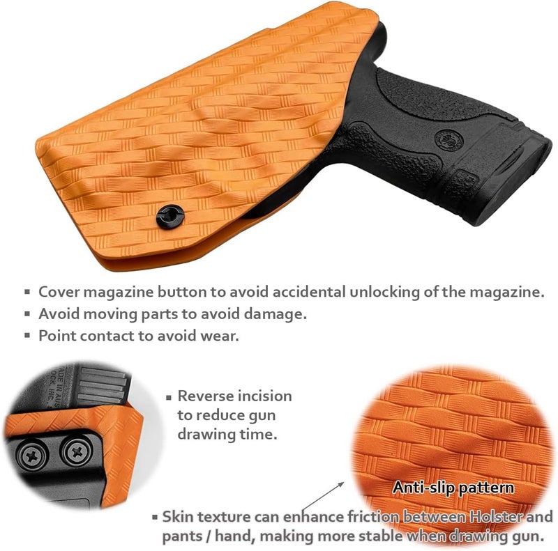POLE.CRAFT M&P Shield 9MM Holster IWB Kydex Holster Fit: Smith & Wesson M&P Shield Plus / M2.0 / M1.0-9mm/.40 S&W 3.1" Barrel Pistol- Inside Waistband - Image 4