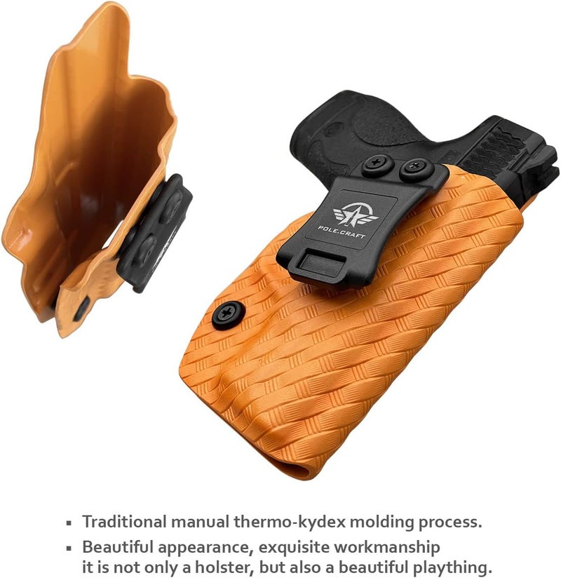POLE.CRAFT M&P Shield 9MM Holster IWB Kydex Holster Fit: Smith & Wesson M&P Shield Plus / M2.0 / M1.0-9mm/.40 S&W 3.1" Barrel Pistol- Inside Waistband - Image 5
